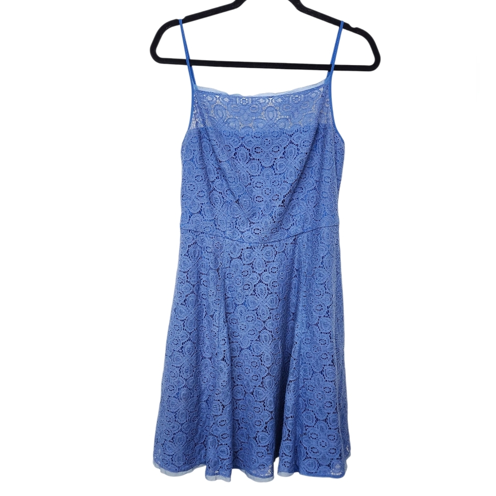 The Limited Lace Fit & Flare Spaghetti Strap Dress Womens 6 Blue Wedding Party